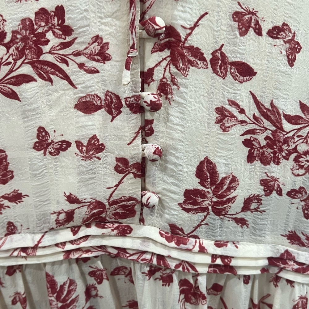 Dainty Jewells Red and Cream Floral Long Sleeve Dress - Picture 9 of 9